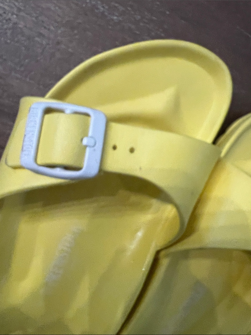 Birkenstock women’s Slide Sandals in Bright Yellow with White Buckles - Picture 4 of 11